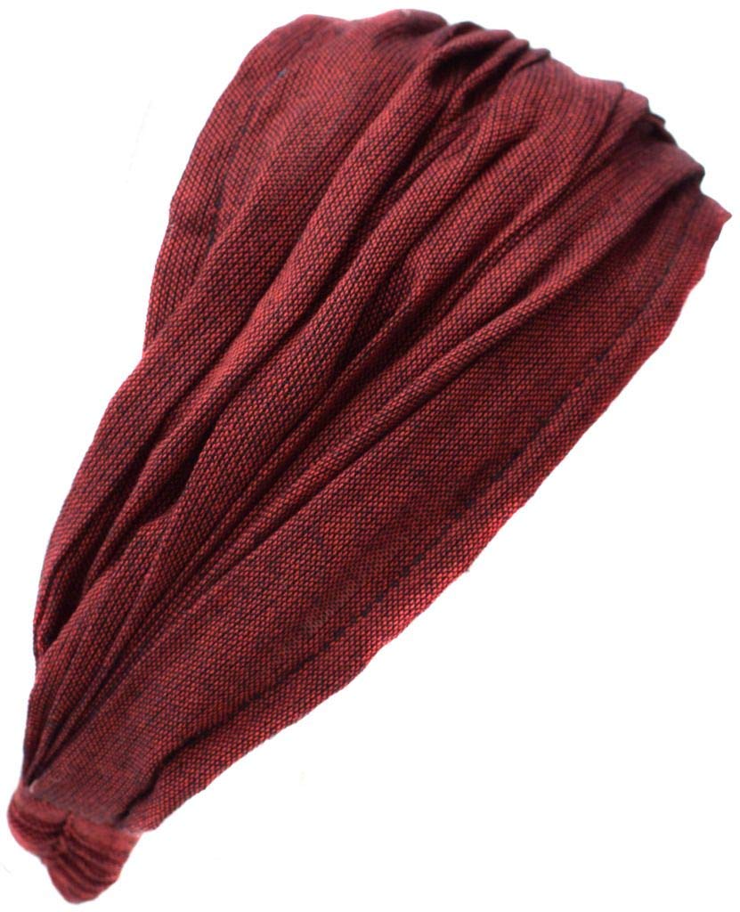 Gheri Cotton Elastic Hippie Bohemian Bandana Headband Plain Maroon