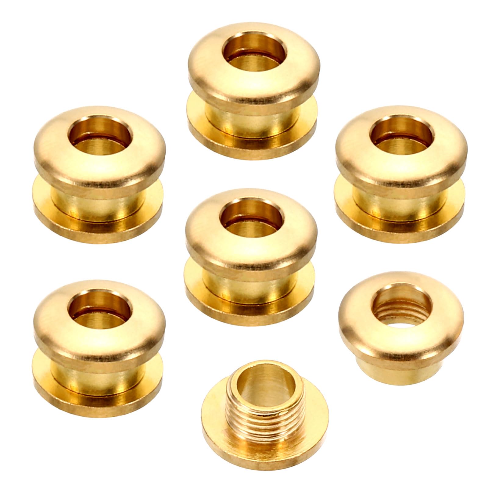PATIKIL 5mm(1/5 Inch) Solid Brass Hole Eyelets, 6 Pcs Arc Surface Self Backing Grommets with Washer for Leather Craft, Brass Tone — image 1