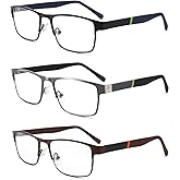 3-Pack Reading Glasses for Men Blue Light Blocking Trendy Metal Frame Computer Readers Antieye Strain/Glare Uv Ray Filter Eyeglasses(+2.25 Magnification Strength)