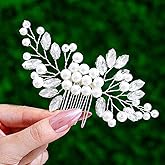 Foyte Pearl Bridal Hair Comb Crystal Bride Wedding Hair Combs Silver Rhinestone Hair Clip Bridesmaid Hair Accessories for Women
