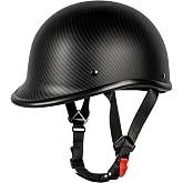 Yesmotor Low Profile Motorcycle Half Beanie Helmet-DOT(Carbon Fiber, L)