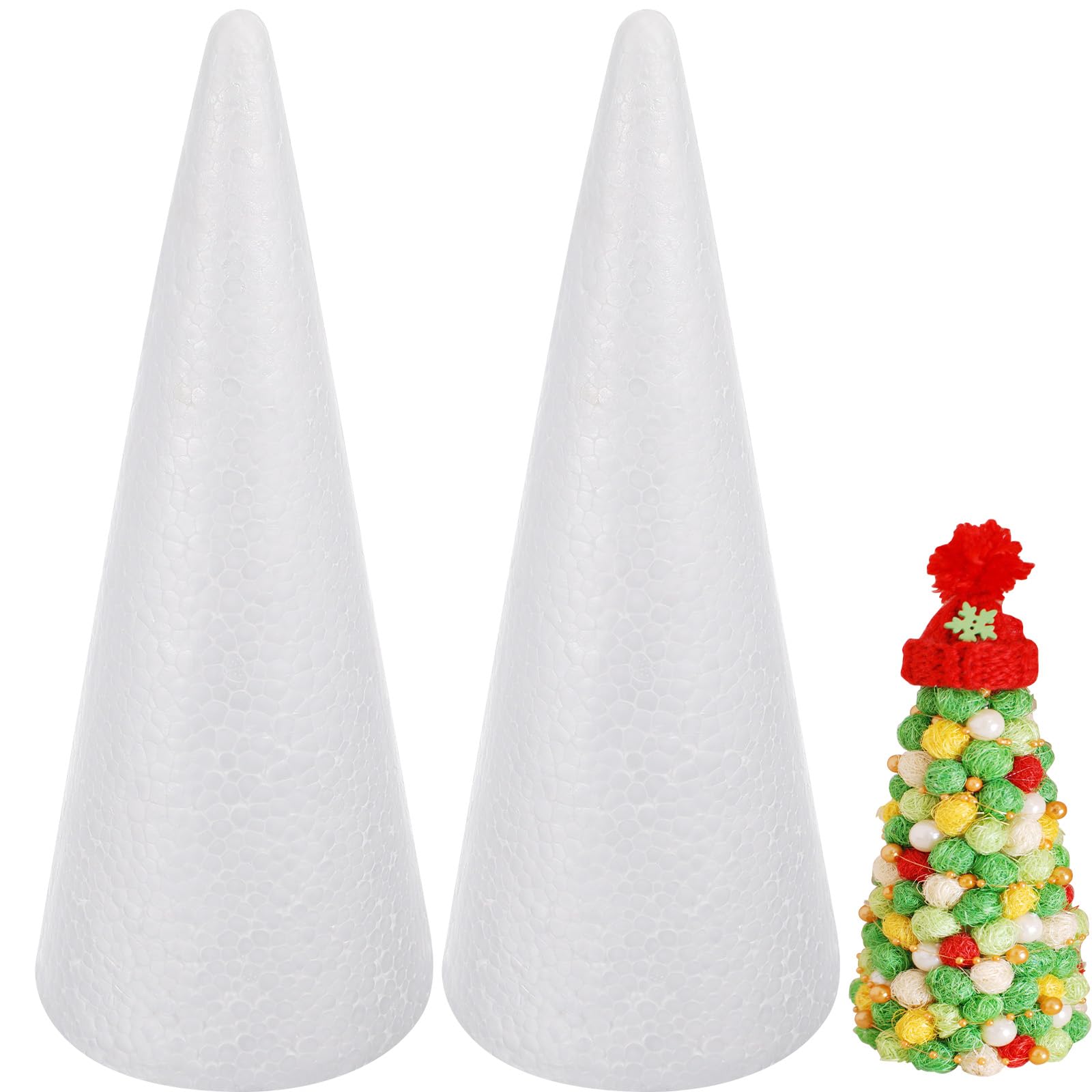 Happyyami 2pcs10cm Polystyrene Balls Christmas Foam Cone White Craft Foam Cone Polystyrene Cone Christmas Cone Shape Foam Foam Tree Cones 32x12cm Polystyrene Shapes Cone — image 1