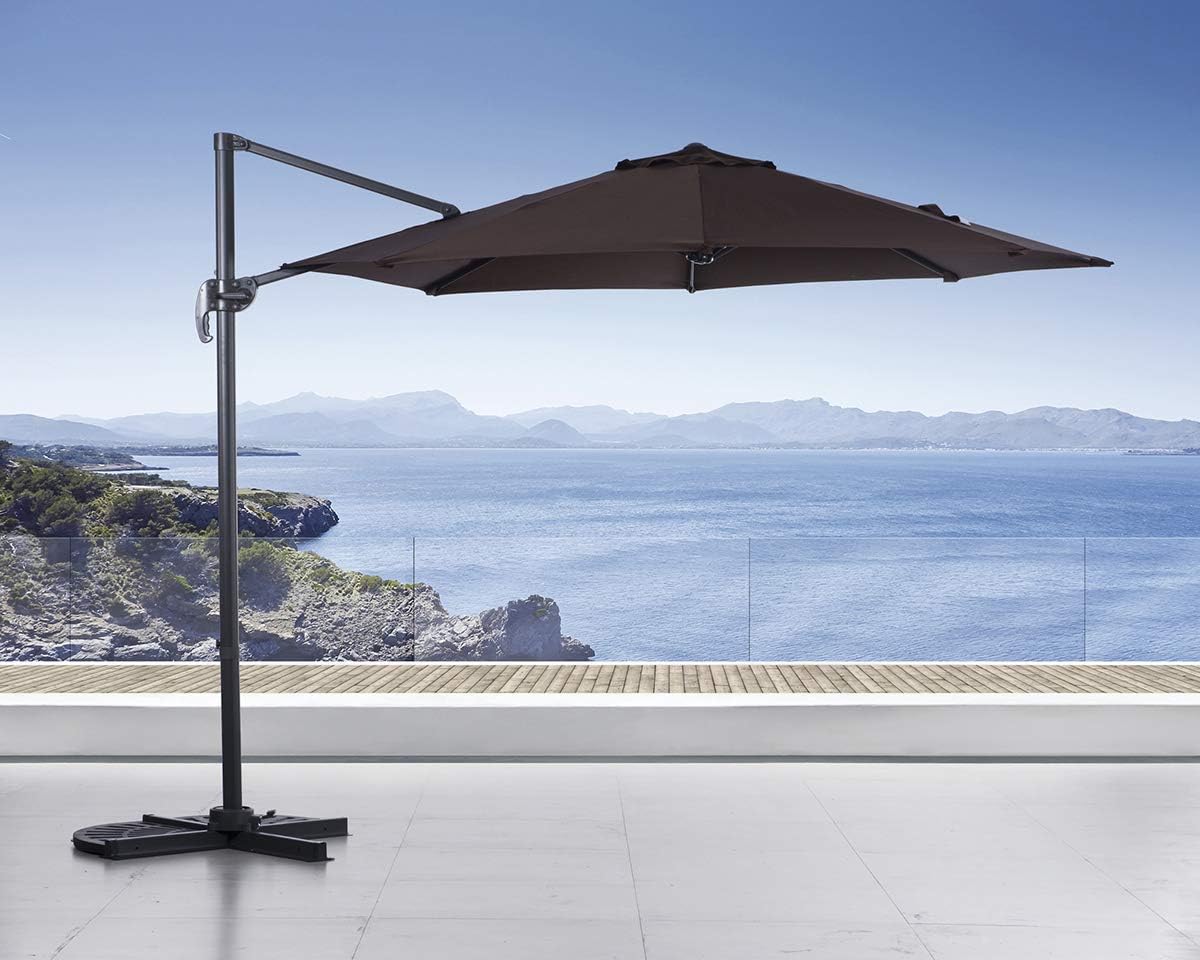 Forest Green Abccanopy 10 Ft Solar Powered Led Patio Outdoor Umbrella Hanging Umbrella Cantilever Umbrella Offset