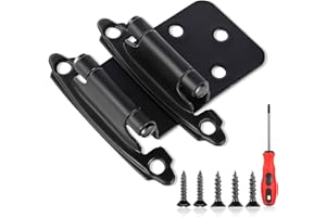 50 Pcs 1/2”Overlay Cabinet Hinges(Matte Black),Kitchen Cabinet Door Hinges Black Semi-Concealed Hinges Cabinet Hardware Self-