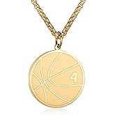 Susook Basketball Number Necklace for Boys Gold Stainless Steel Basketball Pendant Sport Jewelry Gifts for Men