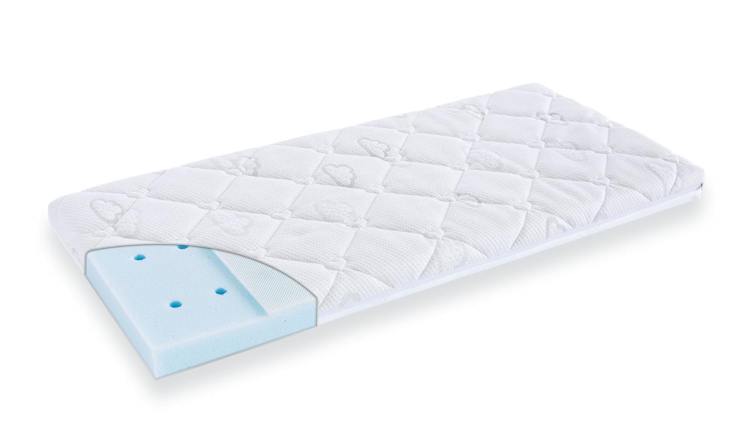 Träumeland Babymatratze Brise Exclusiv 43x80x6cm / Kindermatratze für Beistellbett Dicke 6 cm/belüftete Kaltschaummatratze/Matratze für Wiege, Beistellbett/Bezug mit Tencel waschbar