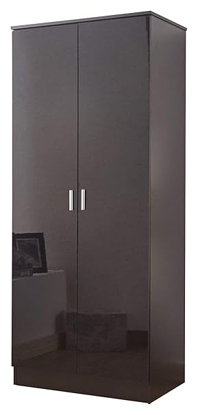 Melbourne 2 Door Plain Wardrobe Bedroom Furniture Black Black
