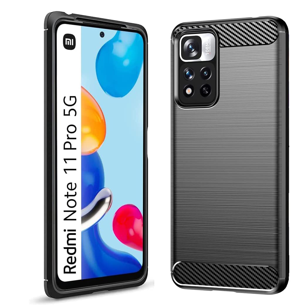GAPlus Xiaomi Redmi Note 11 Pro 4G 5G Case - Ultra Slim Carbon Fibre Shockproof Bumper Case Cover For Xiaomi Redmi Note 11 Pro Black