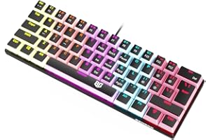 BENGOO Mechanical Gaming Keyboard, 60% Rainbow LED Backlit Compact Keyboard with 61 Keys and Blue Switches,Mini Wired Keyboard with 21 Anti-ghosting Keys for Computer Gamer PC Mac(Black)