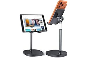 LISEN Cell Phone Stand Adjust for iPhone Phone Holder for Desk, Office Desk Accessories PC Gaming Gifts for Her Essentials Kitchen Gadgets Fit Telephone OtterBox Case Switch iPad Air Tablet 4-10 in