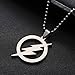 iDMSON Stainless Steel Superhero Flash Necklace - Lightning Round Pendant Necklace Bead Chain