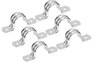uxcell 50Pcs Rigid Pipe Straps, 1 Inch Stainless Steel 2 Hole U-Shaped Bracket Tube Hanger Pipe Clamps for Fixing Pipe Cable