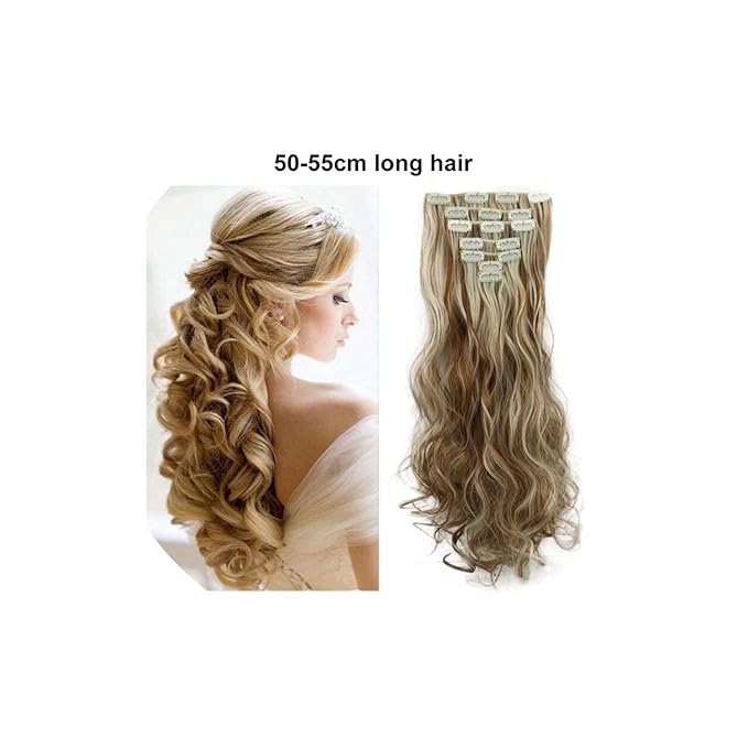 Amazon Com 7pc Clips In Hair Extension Synthetic Hair False Fake