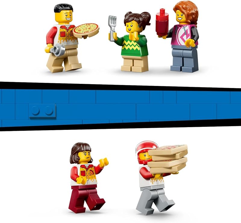 City La Pizzeria et Ses Véhicules de Livraison - Jeu de Construction - Jouet Voiture, Scooter, Drone, Borne d’Arcade & 4 Minifigurines - Idée de Cadeau d'anniversaire pour Garçon dès 6 Ans 60496 — photo 3 sur 8