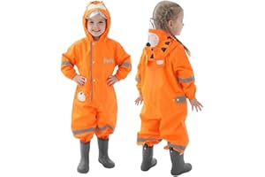 Toddler Rain Suit Baby Rain Suit Kids Rain Suits with Hood Waterproof Coverall One Piece Rain Suit for Kids(1-9 Years)