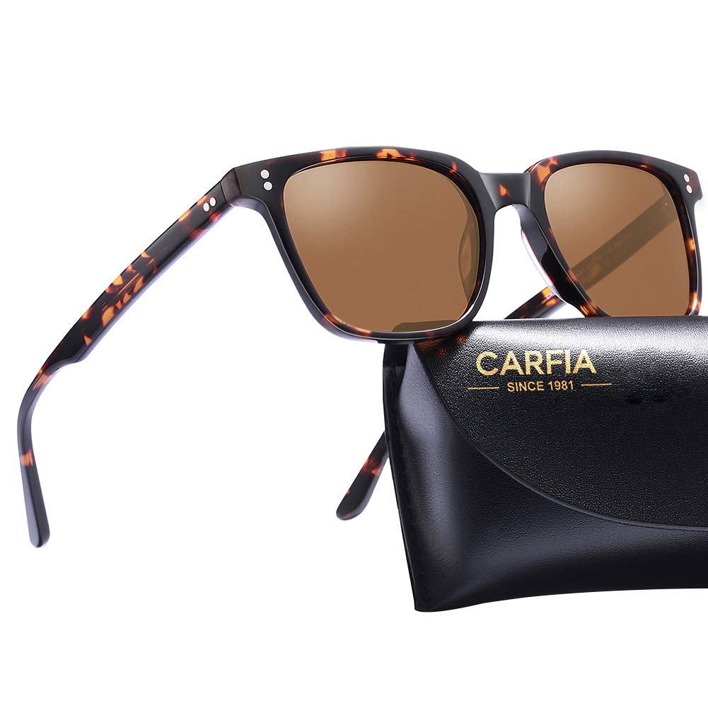 CARFIA Retro Square Mens Sunglasses Polarised Eyewear 100% UV Protection for Driving Travel