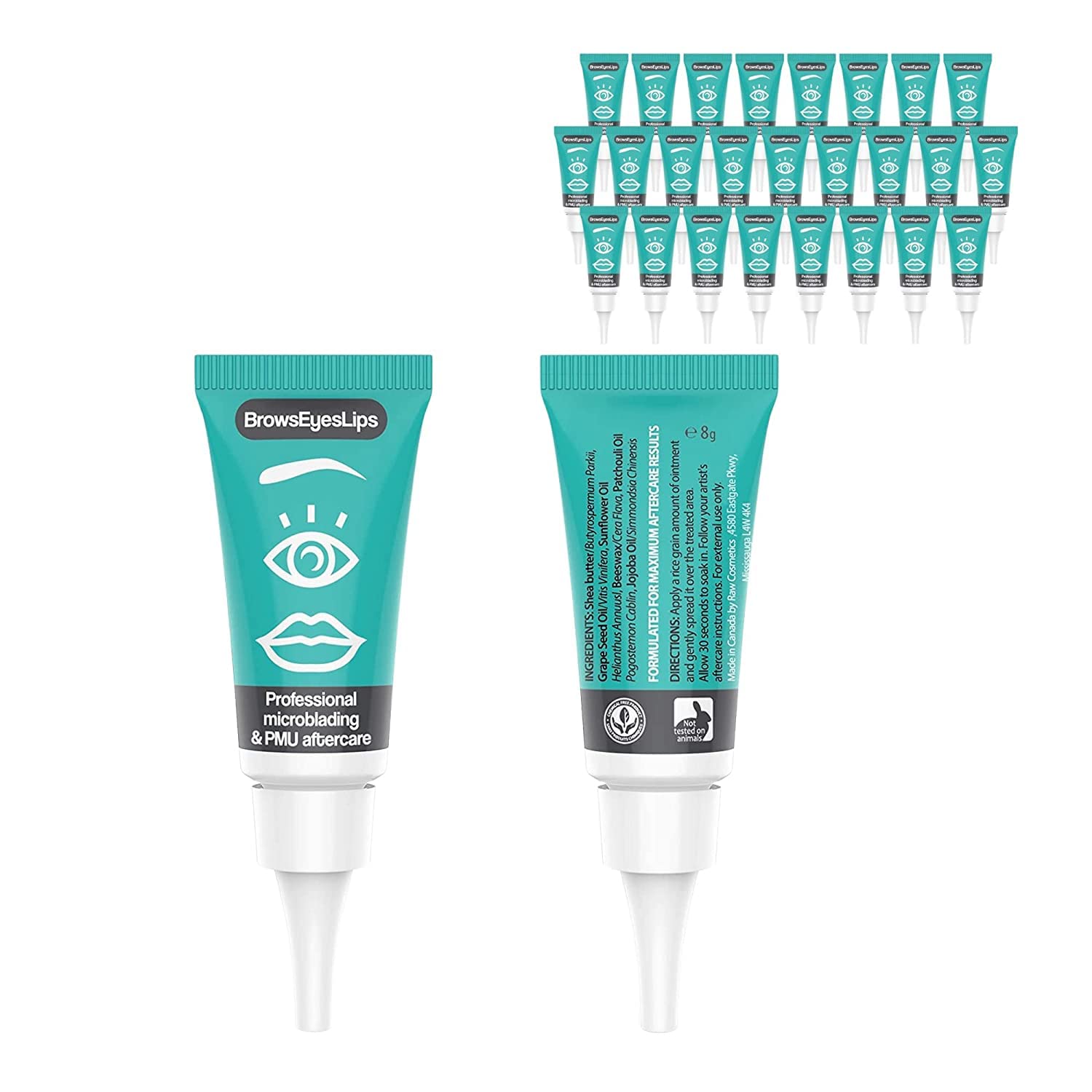 Photo 1 of Microblading Aftercare - (Box of 25) for PMU and Tattoo Aftercare - Brows Eyes Lips Ointment. Not Tested on Animals. Petroleum and Paraben Free