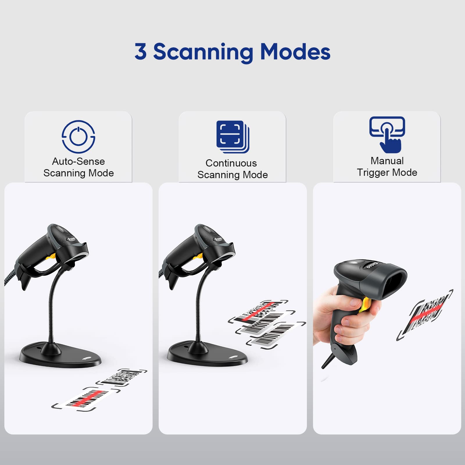 Mua Eyoyo Handheld 2D Barcode Scanner with Gooseneck Stand, Automatic ...