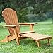 FDW Outdoor Wood Adirondack Chair Foldable w/Pull Out Ottoman Patio Furniture