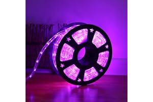 DINGFU 50ft 360 LED Waterproof Rope Lights,110V Connectable Indoor Outdoor Led Rope Lights for Deck, Patio, Pool, Camping, Bedroom Decor, Landscape Lighting and More (Purple)