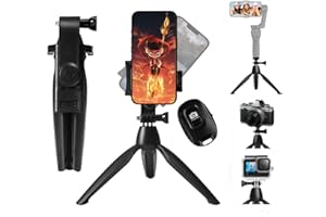 NEWYIHOKJ Tripod for iPhone&Camera, Mini Phone Tripod with Wireless Remote and Foldable Phone Stand for Video Recording/Selfie,Portable,Lightweight,Travel, Small, for All Cellphones (Black, 7.1 inch)