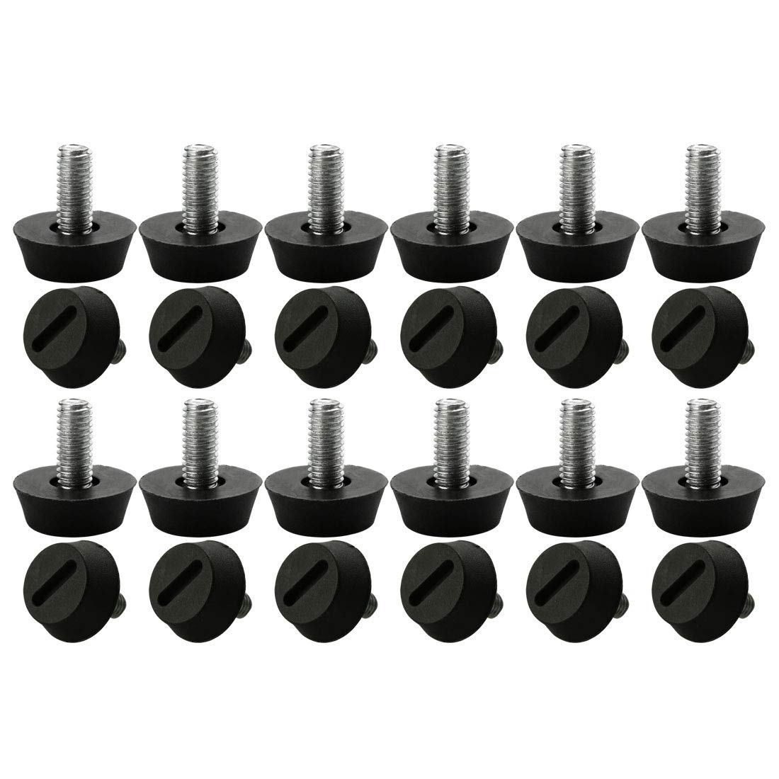 Sourcingmap M6 x 13 x 20mm Furniture Glide Leveling Feet Adjustable Leveler Floor Protector for Chair Sofa Leg 24 Pack