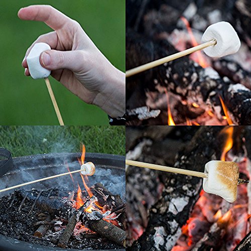 Originalidad 200 Pack, Bamboo Roasting Marshmallow Sticks - Premium Natural BBQ Bamboo Skewers for Shish Kabob, Grill, Appetizer, Fruit, Corn, Chocolate Fountain, Cocktail - Non Toxic, 16 Inch - Thumbnail 3