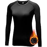TERODACO Women's Fleece Lined Thermal Long Sleeve Running Athletic Shirts Compression Base Layer Yoga Shirts for Women
