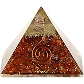 Trrystals Natural Red Carnelian Crystal Pyramid | Healing Gemstone Pyramid for Motivation, Passion & Courage | Small Flower Showpiece for Energy, Chakra Balancing, Reiki & Meditation Décor