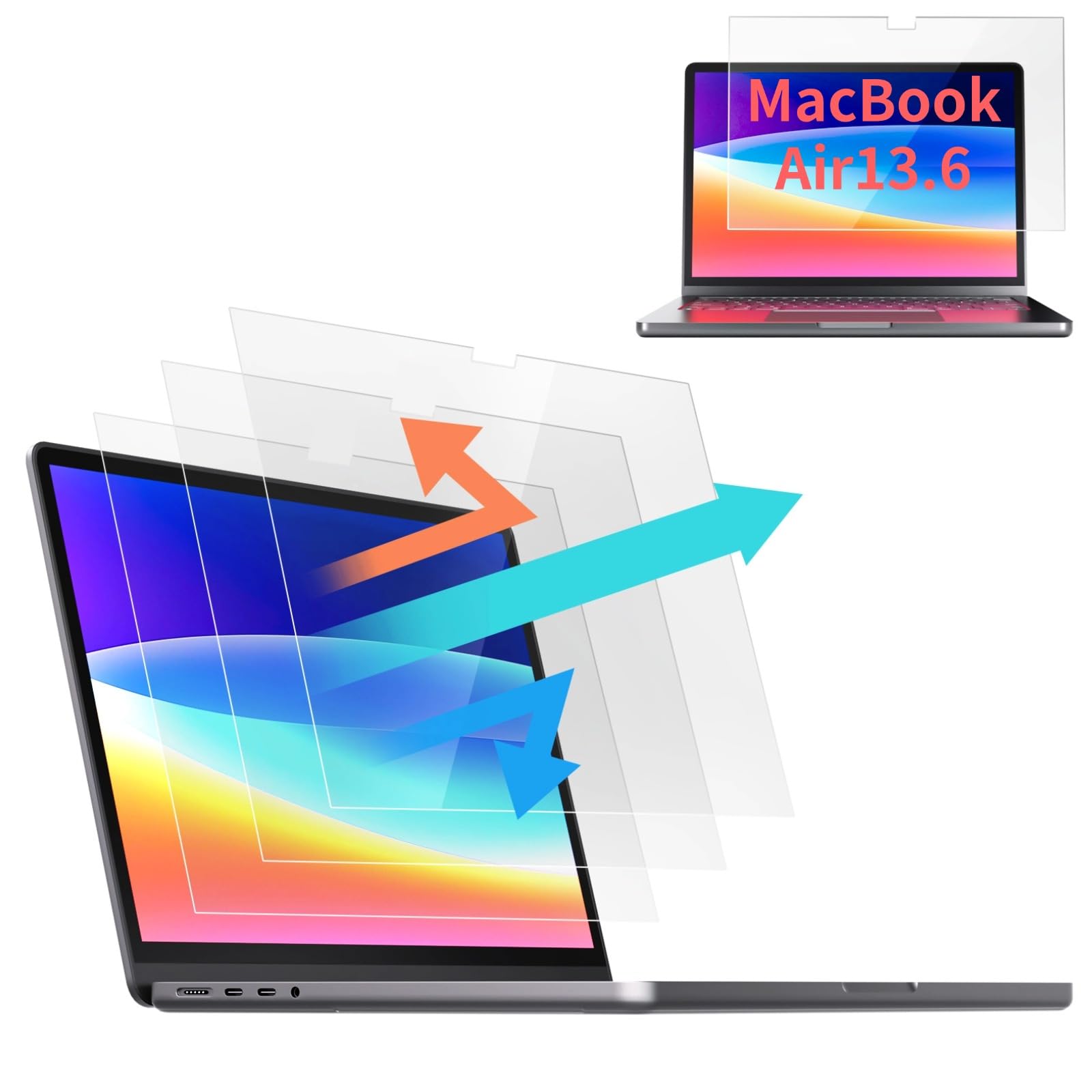 Photo 1 of 2 Pack Screen Protector Compatible with MacBook Air 13.6 inch, Anti Blue Light Anti Glare Compatible with Macbook Air Screen Protector 