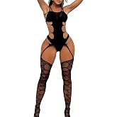 Sexy Lingerie For Women Fishnet Set Mesh Teddy Bodysuit Rave Outfits | Premium Soft Nylon Fabric, Sexy Fishnet Design, 4-Way Stretch, Bodycon Fit Up To 180Lbs, Easy Wear, Bedroom&amp;Party