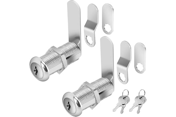 Cylinnda Cabinet Locks with Keys, 1-1/2" Long Keyed Alike Cam Locks, Cam Lock Set for Cabinets, RV Storage, Tool Box, Thick D