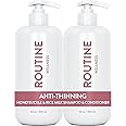 Routine Wellness Anti-Thinning Shampoo and Conditioner Set for Thinning Hair - Biotin DHT Blocker Women & Men - Color Safe Shampoo for Hair Loss Healthier Growth - Honeysuckle & Rice Milk (Pack of 2)