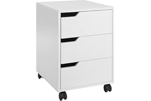 HOMCOM 3 Drawer File Cabinet, Mobile Vertical Filing Cabinet with Wheels, Printer Stand with Storage for Home Office, White