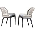 PURPLE LEAF Patio Dining Chair Set 2 Pieces Aluminum Modern Furniture Seating for Garden Kitchen Porch Outdoor Wicker Dining Chairs with Cushions, Dark Grey