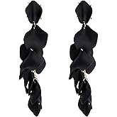 Long Acrylic Rose Petal Earrings Dangle Exaggerated Flower Statement Floral Tassel Drop Earrings for Women Party, Daily Wear