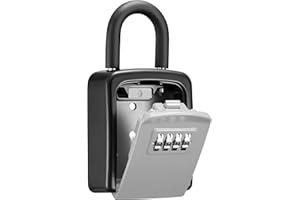 Puroma 4-Digit Combination Key Storage Lockbox, Portable Wall Mounted & Hanging Security Lockbox with Code for Home, Flats, R