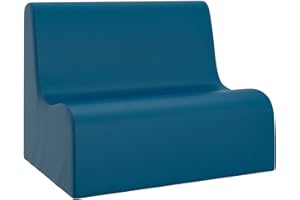 Children's Factory Medium Contour Sofa, Mix-and-Match Kids Chairs, Sofas, Corner Ottomans and Cubes, Foam-Filled and Water-Resistant, Flexible Seating for Classroom Elementary, Deep Water Kids Couch