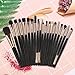 MAGEFY 20 PCs Makeup Blending Brush Tool Set,for Foundation Blending Blush Concealer Eye Shadow,Soft Fiber Bristles Premium Plastic Handles(Black Golden) with Makeup Brush Scrubbing Mat