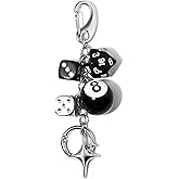 Handytoolinc Black Dice Keychain Handbag Charms Cute Accessories for Backpacks Purse Keyrings Gift for Women & Men