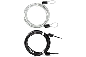 PUSNMI Cable Wire Rope with Double Loop, Security Cable Lock, Steel Vinyl Coated Safety Cable Luggage Lock 3.3ft x 2.5mm Steel Cable Security Wire Rope Double Loop - 2 Packs Silver and Black