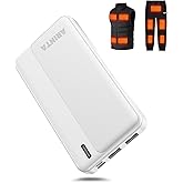 ARINTA 5V 2A Battery Pack Power Bank for Heated Vest, Heated Jackets, Heated Pants, 10000mAh Pocket Size Portable Charger for Heated Clothing, USB Heated Blankets, Heated Coats. (White)