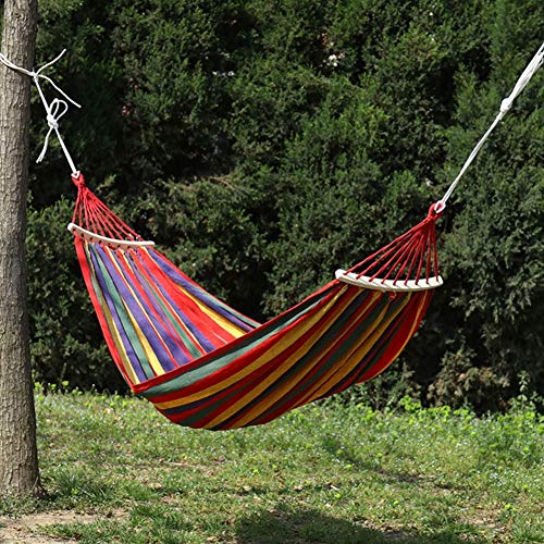 KEPEAK Cotton Hammock Swing Bed Brazilian Double Hammock, Soft Comfortable Fabric Canvas Hammock for Patio, Porch, Garden or Backyard