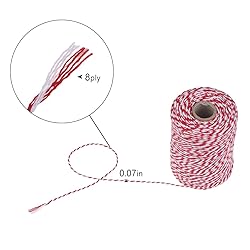 CCINEE 656 FT Red and White Bakers Twine, Cotton