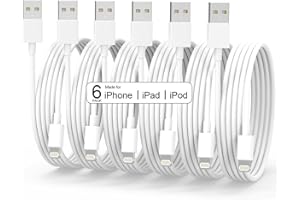 SISXSO iPhone Charger [Apple MFi Certified] 6Pack(3/3/6/6/6/10FT) Long Lightning Cable Fast Charging iPhone Charger Cord Compatible iPhone 14/13/12/11 Pro Max/XS MAX/XR/XS/X/8/7/6 Plus iPad AirPods(White)