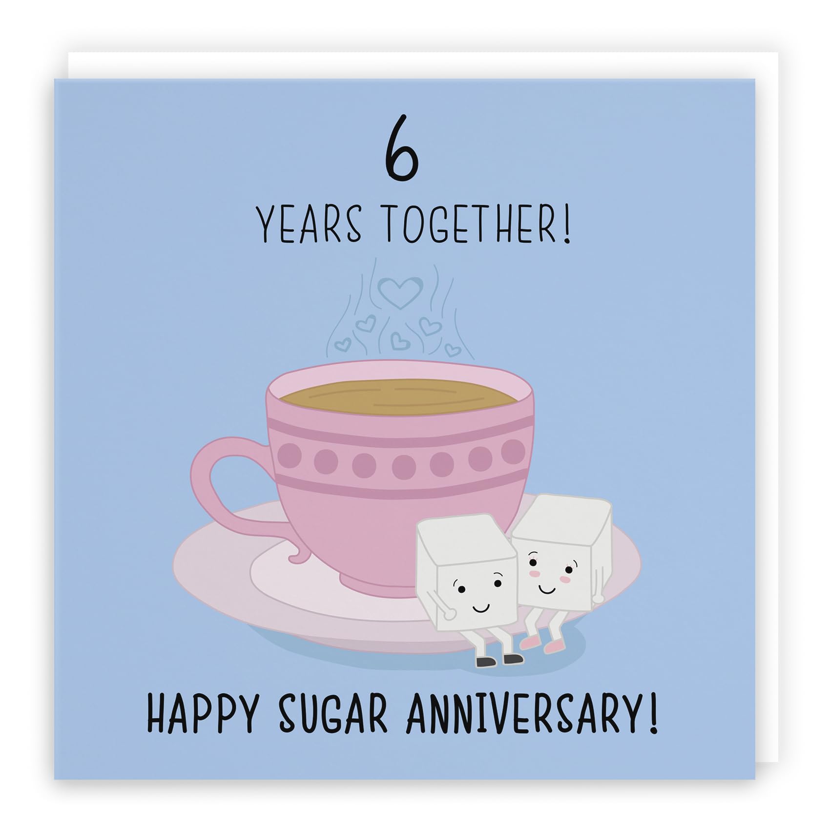 Hunts England - Large 6th Wedding Anniversary Card - Sugar Cubes - Happy Sugar Anniversary - 6 Years Together! - Iconic Collection - Large - 210 x 210 mm - Cute Card For Him, Her, Couples, etc.