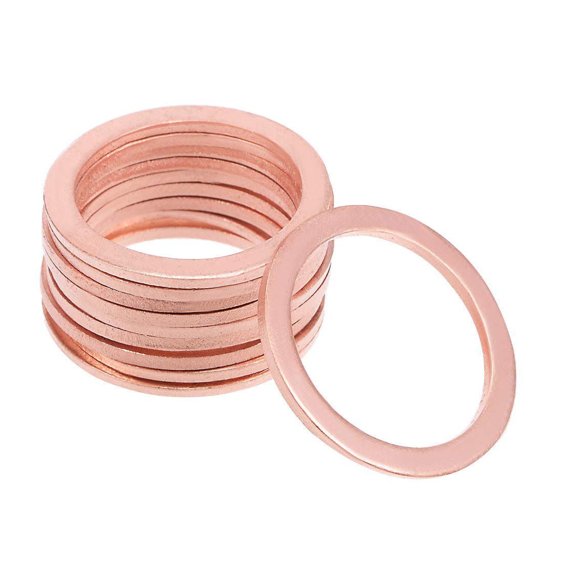 sourcing map 10Pcs 33mm x 42.5mm x 2mm Copper Flat Washer for Screw Bolt