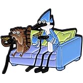 Regular Cartoon Show Mordecai and Rigby Characters 1.53 Inches Tall Metal Enamel Pin