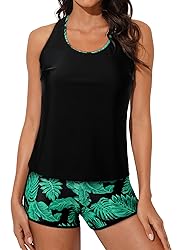 Aleumdr 3 Piece Athletic Tankini Swimsuits for