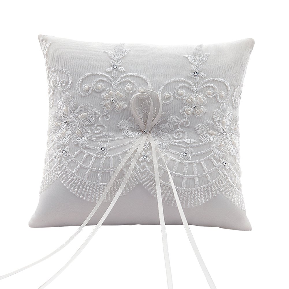 Ring pillow Cream White Graceful Wedding Ring Pillow With Handmade